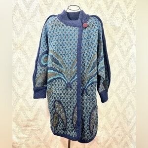 Vintage Sincere wool mohair blend gold threaded long line cardigan size S